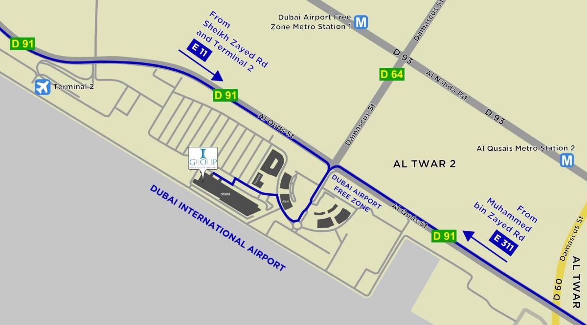 kartta Dubai lentokenttä free zone
