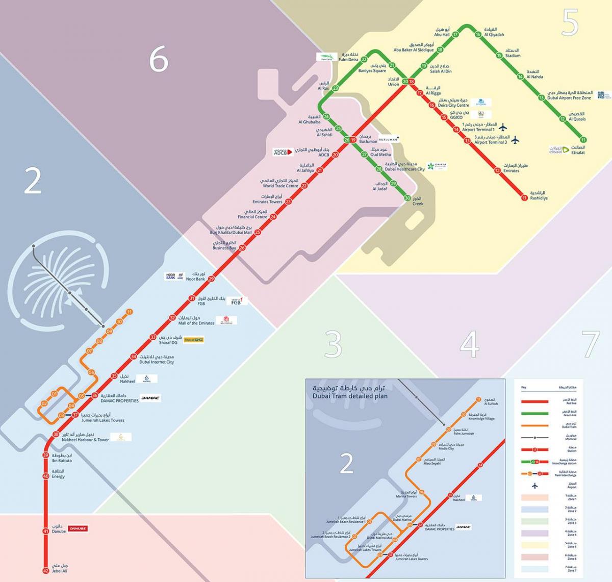 Dubai metro raitiovaunu kartta