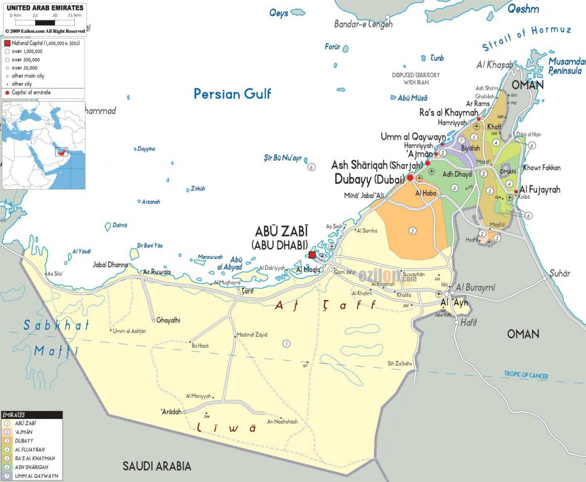 poliittinen kartta Dubai