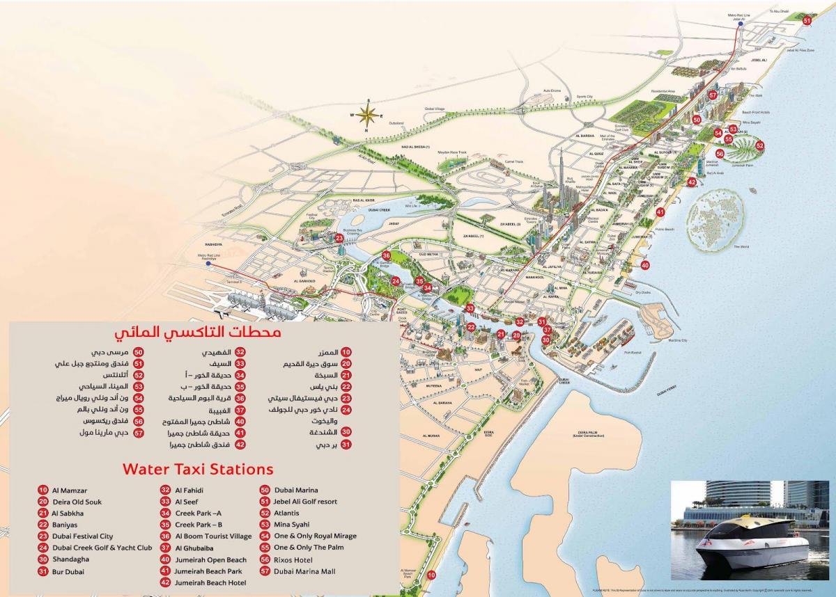 Dubai veden taksi reitin kartta