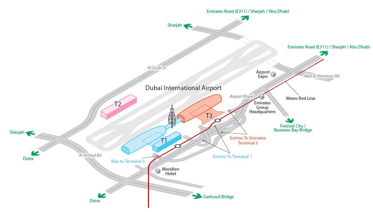 dxb lentokenttä kartta